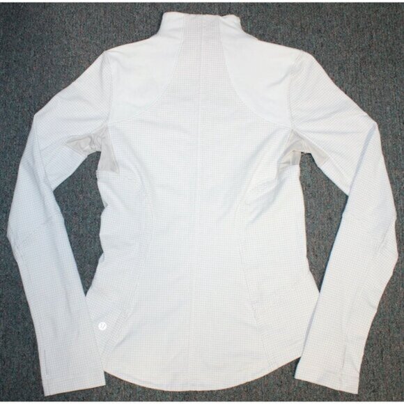 Lululemon Forme Full Zip Jacket Gingham Plaid Dune White Size 8 Activewear - Picture 12 of 16